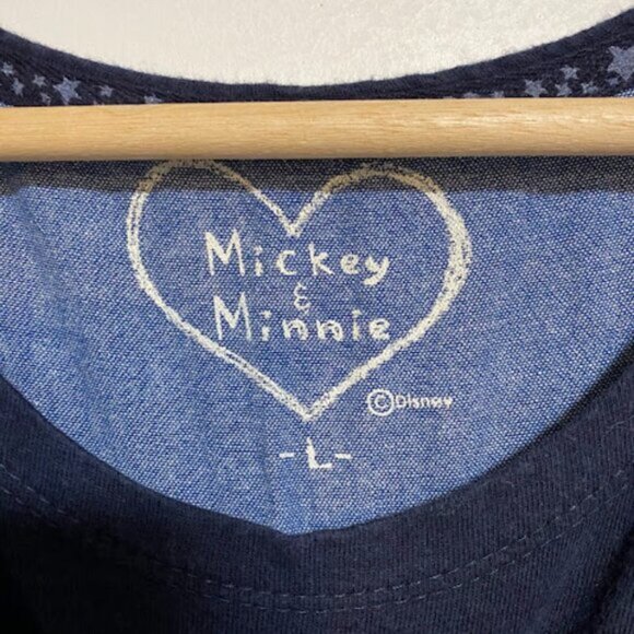Disney Mickey & Minnie Women's Navy Blue White Striped T-Shirt Size Large - Picture 4 of 5